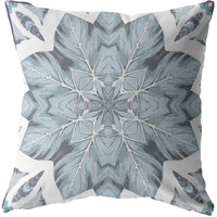 18"" Blue Floral Forest Zippered Suede Throw Pillow
