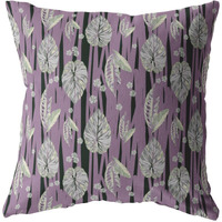 18 Lavender Black Fall Leaves Zippered Suede Throw Pillow