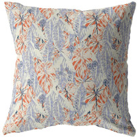16"" Orange Lavender Tropics Zippered Suede Throw Pillow