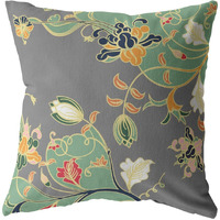 18"" Green Gray Garden Zippered Suede Throw Pillow