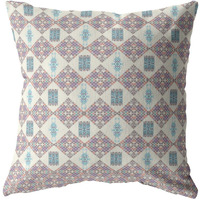 16"" Pink Lattice Zippered Suede Throw Pillow