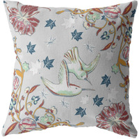 18"" Gray Bird Zippered Double Sided Suede Throw Pillow
