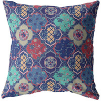 18 Navy Red Trellis Suede Zippered Throw Pillow