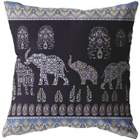 18 Purple Ornate Elephant Zippered Suede Throw Pillow
