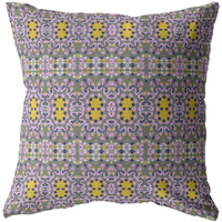18 Purple Yellow Geofloral Zippered Suede Throw Pillow