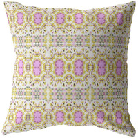 18 Yellow Lavender Geofloral Zippered Suede Throw Pillow