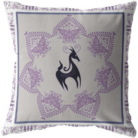 16 Gray Purple Horse Zippered Suede Throw Pillow