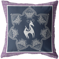 16 Navy Purple Horse Zippered Suede Throw Pillow