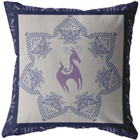 16 Gray Purple Horse Zippered Suede Throw Pillow