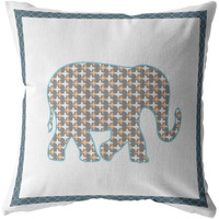 18 Gold White Elephant Zippered Suede Throw Pillow