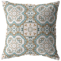 18 Blue Orange Mandala Zippered Suede Throw Pillow