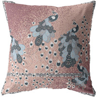 16 Dusty Pink Boho Bird Zippered Suede Throw Pillow