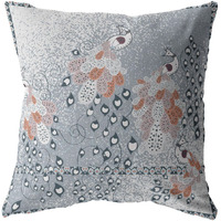 16 Gray Orange Boho Bird Zippered Suede Throw Pillow