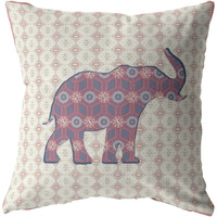 18"" Magenta Elephant Zip Suede Throw Pillow
