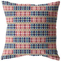 18"" Red Blue Spades Zippered Suede Throw Pillow