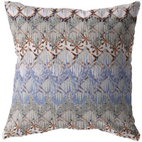 16 Orange Gray Hatch Zippered Suede Throw Pillow