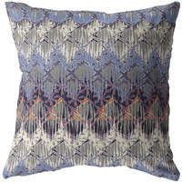 16 Blue Gray Hatch Zippered Suede Throw Pillow