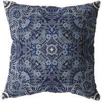 16 Indigo Boho Ornate Zippered Suede Throw Pillow
