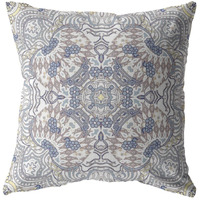 18 Yellow Gray Boho Ornate Zippered Suede Throw Pillow
