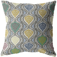 16 Gray Gold Ogee Zippered Suede Throw Pillow