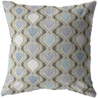 16 Gray Ogee Zippered Suede Throw Pillow