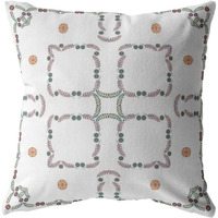 16 White Floral Suede Zippered Throw Pillow