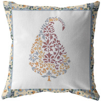 16 Red White Paisley Suede Zippered Throw Pillow