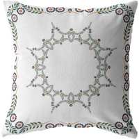 18""X18"" White Zippered Suede Floral Throw Pillow
