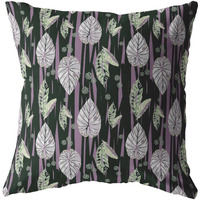 16 Black Purple Fall Leaves Zippered Suede Throw Pillow