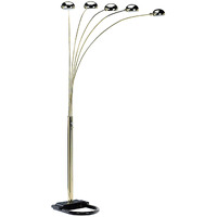 84"" Brass 5 Arc Floor Lamp With Gold Dome Shade