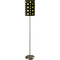 66"" Steel Novelty Floor Lamp With Black And Green Drum Shade