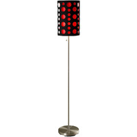 66"" Steel Novelty Floor Lamp With Black And Red Drum Shade