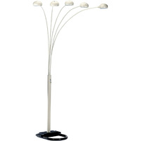 84"" White Five Light Arc Floor Lamp With White Dome Shade