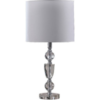 24"" Clear Cut Faux Crystal Glam Table Lamp With White Classic Drum Shade