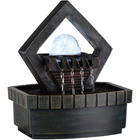 10"" Brown Polyresin Geo And Pebbles Tabletop Fountain With Led Light