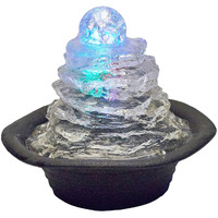 8"" Clear Polyresin Tabletop Fountain With Led