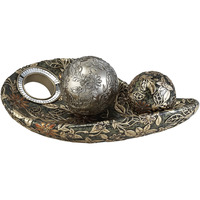 8"" Green Silver And Gold Polyresin Decorative Bowl With Orbs