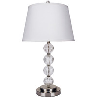 29"" Silver Metal Table Lamp With White Classic Empire Shade