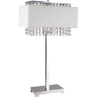 28"" Silver Table Lamp With Faux Crystals And White Rectangle Shade
