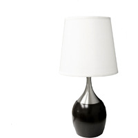 25"" Black And Silver Gourd Table Lamp With White Tapered Drum Shade