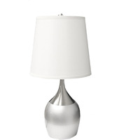 25"" Silver Metal Gourd Table Lamp With White Tapered Drum Shade