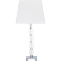25"" Crystal Geo Cubed Table Lamp With White Sharp Corner Square Tapered Shade