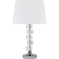 20"" Silver Crystal Stacked Geo Cubes Table Lamp With White Classic Empire Shade