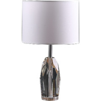 19"" Chrome And Faceted Crystal Urn Table Lamp With White Drum Shade