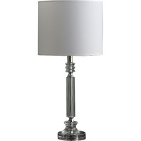 25"" Silver Crystal Column With White Drum Shade Table Lamp
