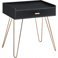 24"" Gold And Black Modern Rectangular End Table With Drawer