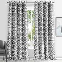 84"" Gray Trellis Black Out Window Curtain Panel