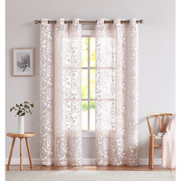 Set Of Two 84""  Blush Floral Embroidered Window Panels
