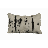 12"" X 20"" Black And White Rabbit Zippered Natural Fur Animal Print Throw Pillow