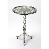 26"" Silver Aluminum Open Lattice Round Top End Table